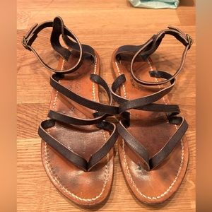 K. Jacques Epicure dark navy blue leather sandals size 37